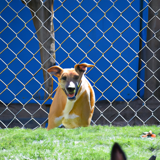 כלב משחק בשמחה בתחומי חצר מגודרת, מדגים את הבטיחות והביטחון שמספקת גדר כלבים.